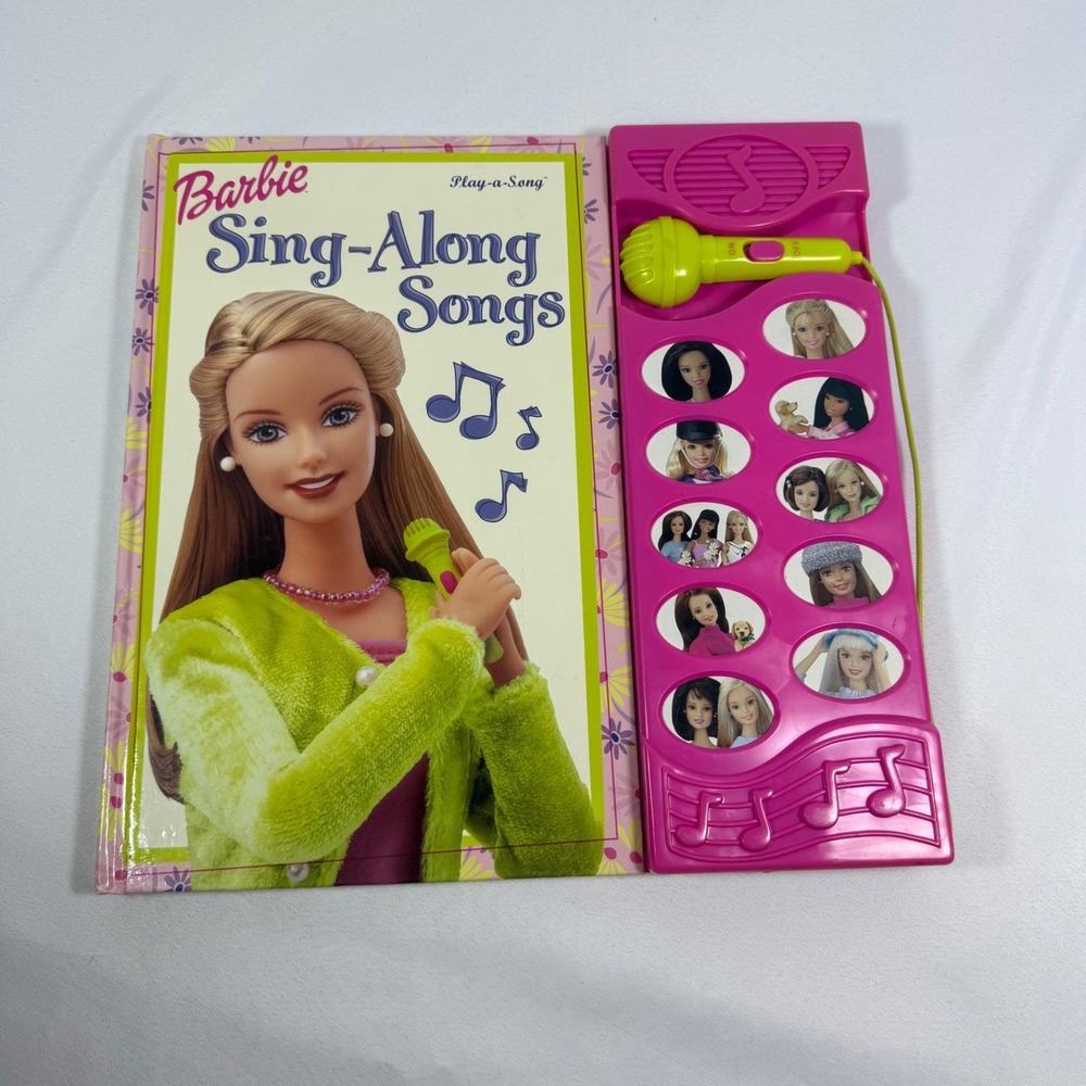 Vintage Barbie Sing-Along Songs Play-a-Song Book with Microphone 2003 WORKS